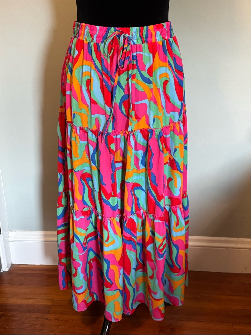 Amazon Earkoha Boho Tiered Maxi Skirt - Multicolor Swirl - Size XL - Picture 3 of 10